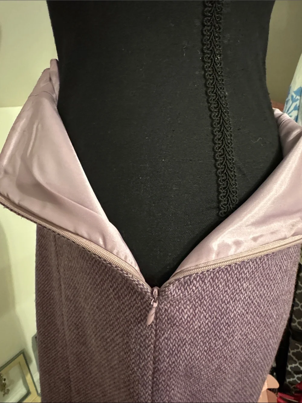 Women's Lavender Textured A-Line Wool Blend Skirt